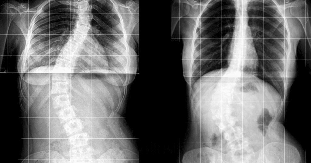 scoliosis x ray of a woman's back